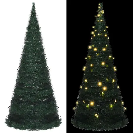 Sapin de Noël artificiel pré-éclairé avec guirlandes vert 150cm
