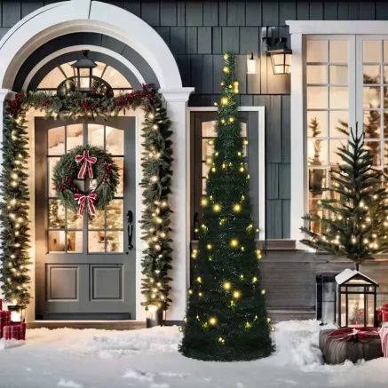 Sapin de Noël artificiel pré-éclairé avec guirlandes vert 150cm 2