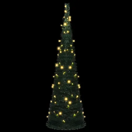 Sapin de Noël artificiel pré-éclairé avec guirlandes vert 150cm