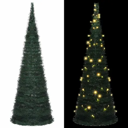 Sapin de Noël artificiel pré-éclairé avec guirlandes vert 180cm