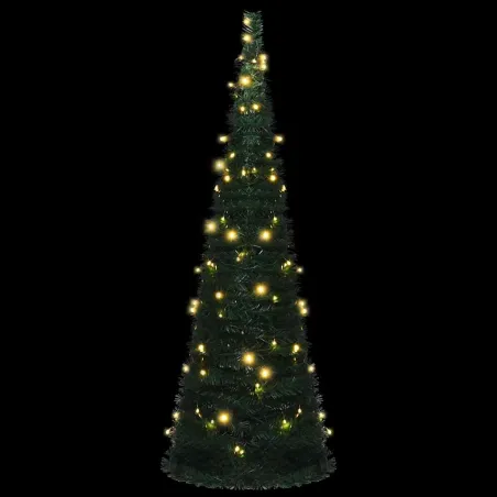 Sapin de Noël artificiel pré-éclairé avec guirlandes vert 180cm