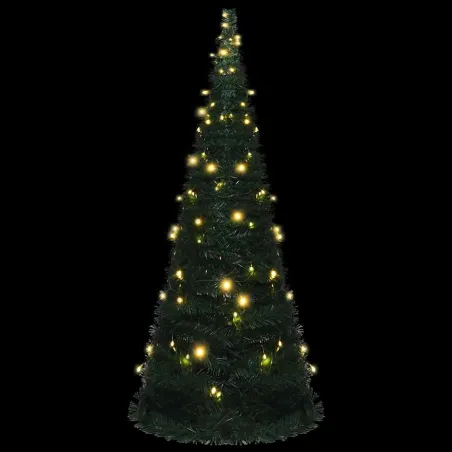 Sapin de Noël artificiel pré-éclairé avec guirlandes vert 210cm