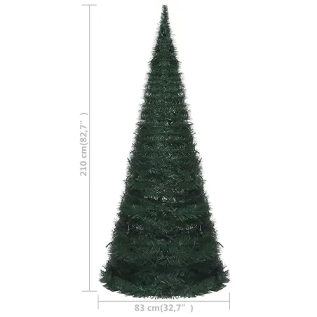 Sapin de Noël artificiel pré-éclairé avec guirlandes vert 210cm
