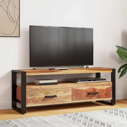 Meuble TV 120x35x45 cm Bois massif avec finition miel 2