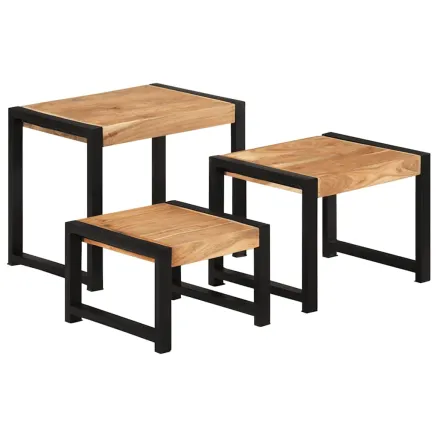 Tables gigognes 3 pcs Bois solide 2