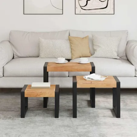 Tables gigognes 3 pcs Bois solide
