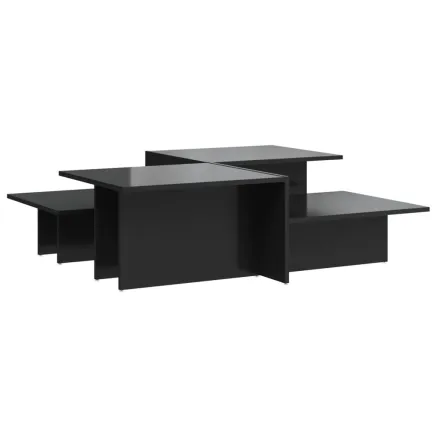 Tables basses 2 pcs noir brillant bois d'ingénierie 2