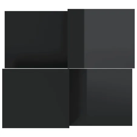 Tables basses 2 pcs noir brillant bois d'ingénierie