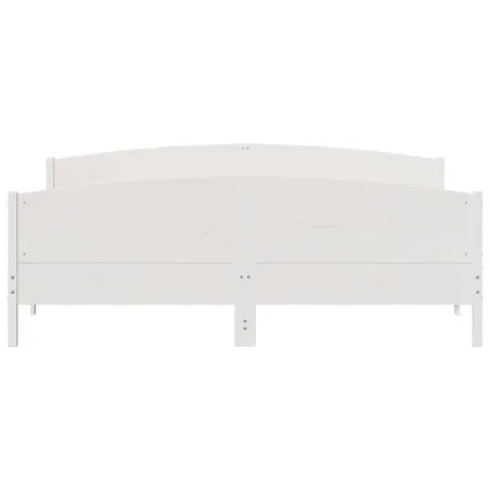 Cadre de lit sans matelas blanc 200x200 cm bois massif de pin