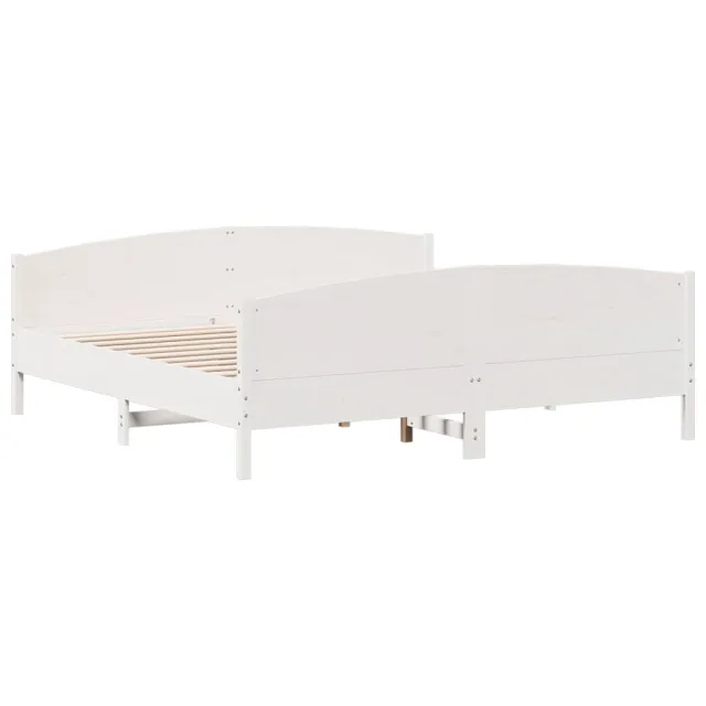 Cadre de lit sans matelas blanc 200x200 cm bois massif de pin