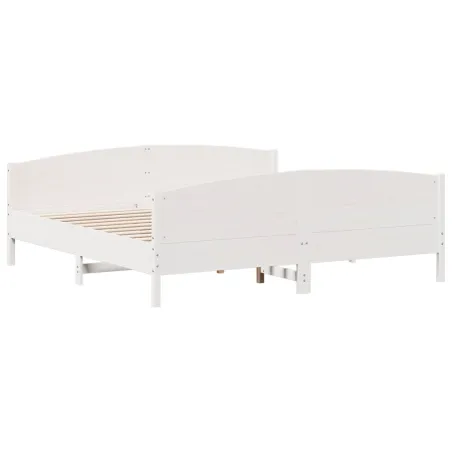 Cadre de lit sans matelas blanc 200x200 cm bois massif de pin