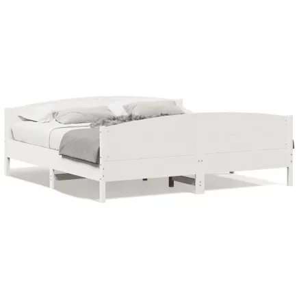 Cadre de lit sans matelas blanc 180x200 cm bois massif de pin 2