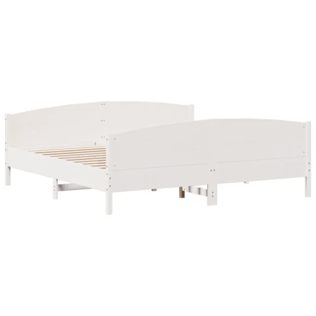 Cadre de lit sans matelas blanc 180x200 cm bois massif de pin