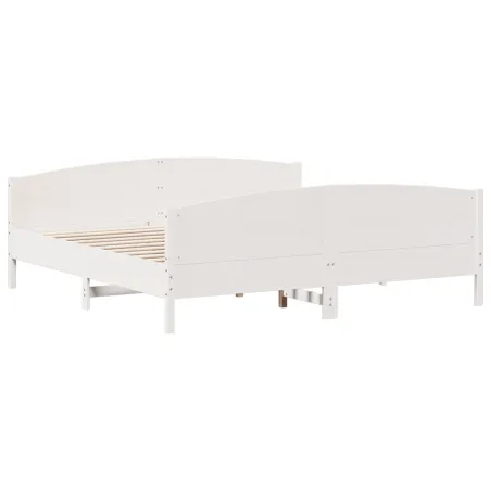 Cadre de lit sans matelas blanc 180x200 cm bois massif de pin