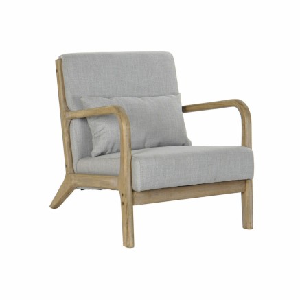 Butaca DKD Home Decor Gris Natural Poliéster Madera de caucho 65 x 83