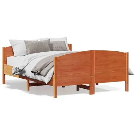 Cadre de lit sans matelas cire marron 150x200cm bois pin massif 2