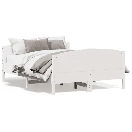 Cadre de lit sans matelas blanc 120x190 cm bois de pin massif 2