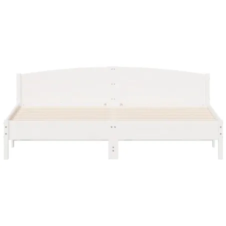 Cadre de lit sans matelas blanc 200x200 cm bois massif de pin