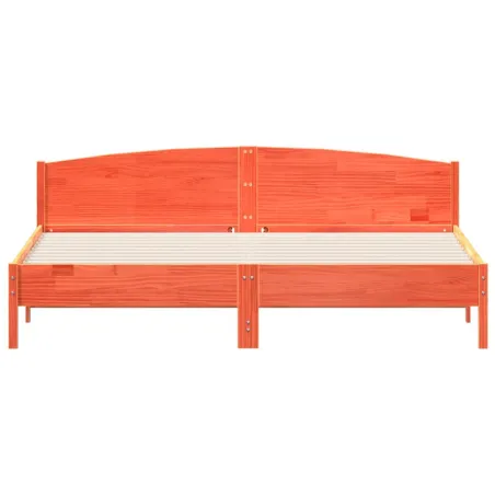 Cadre de lit sans matelas cire marron 200x200cm bois pin massif