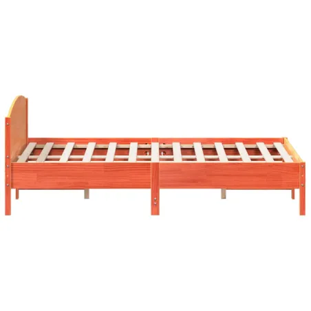Cadre de lit sans matelas cire marron 200x200cm bois pin massif