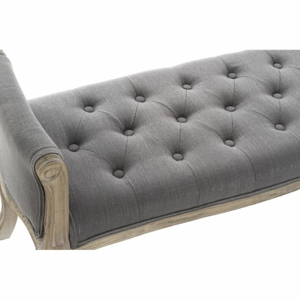 Kruk DKD Home Decor  Natuurlijk Donker grijs Rubberwood Canvas 109 x 4 2