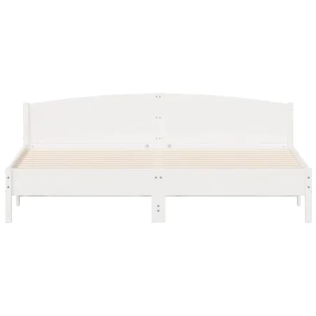 Cadre de lit sans matelas blanc 180x200 cm bois massif de pin