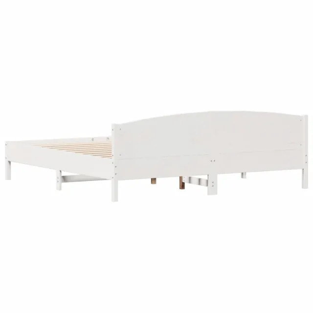 Cadre de lit sans matelas blanc 180x200 cm bois massif de pin