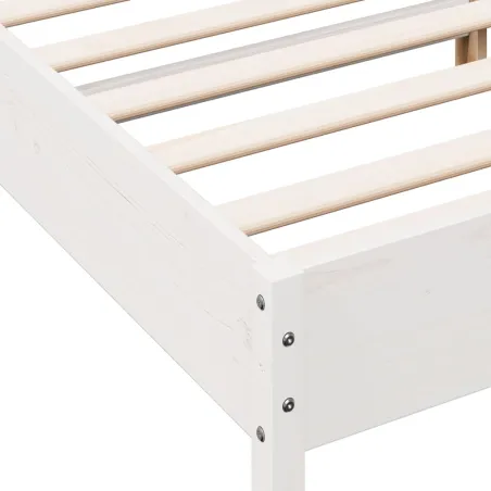 Cadre de lit sans matelas blanc 160x200 cm bois de pin massif