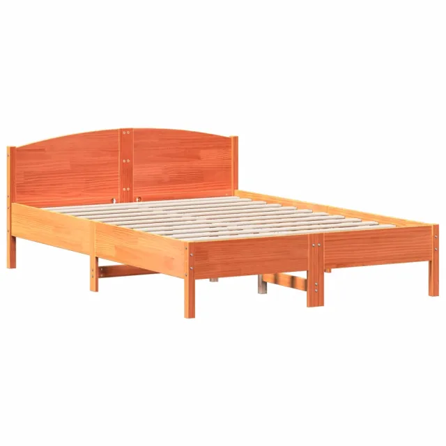 Cadre de lit sans matelas cire marron 160x200cm bois pin massif
