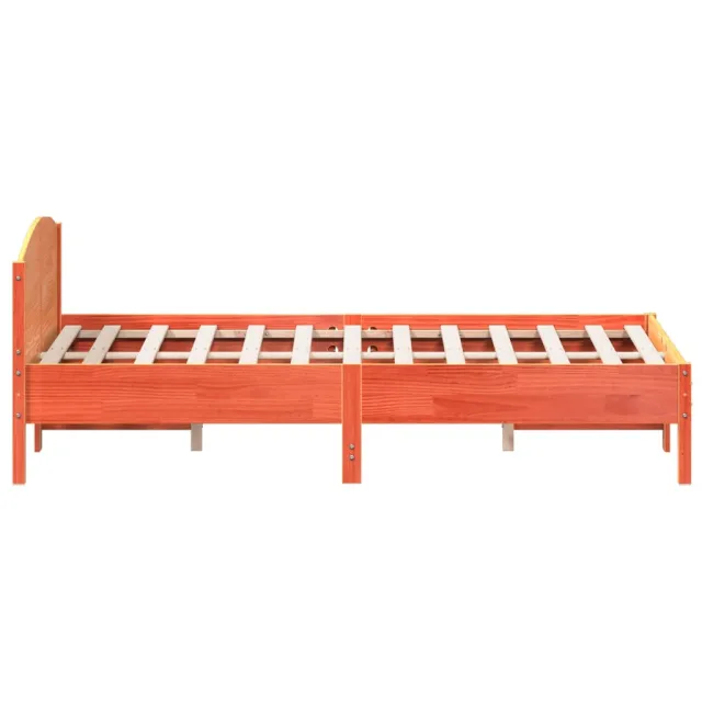 Cadre de lit sans matelas cire marron 160x200cm bois pin massif