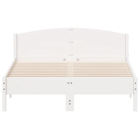 Cadre de lit sans matelas blanc 150x200 cm bois de pin massif