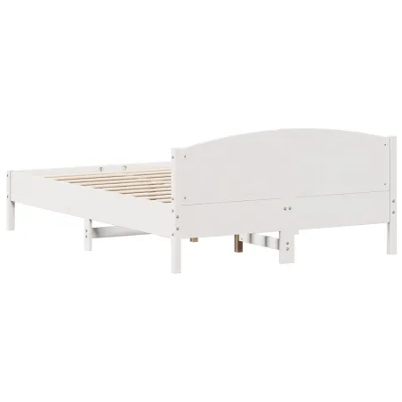 Cadre de lit sans matelas blanc 150x200 cm bois de pin massif