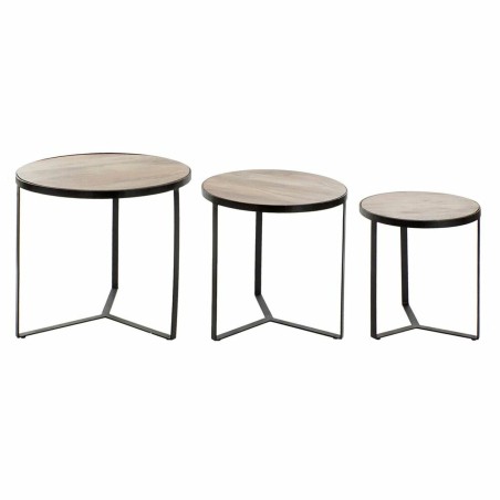 Set mit 3 Tischen DKD Home Decor Braun Schwarz Metall Kunststoff Mango