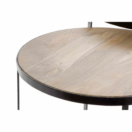 Set di 3 tavoli DKD Home Decor Marrone Nero Metallo Plastica Legno di 2