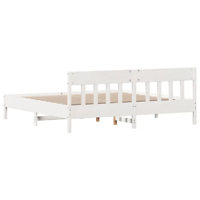 Cadre de lit sans matelas blanc 200x200 cm bois massif de pin