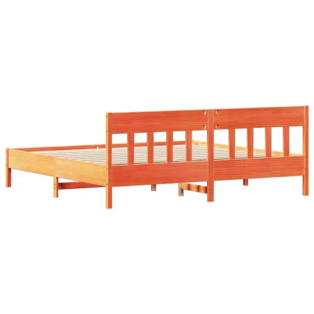 Cadre de lit sans matelas cire marron 200x200cm bois pin massif