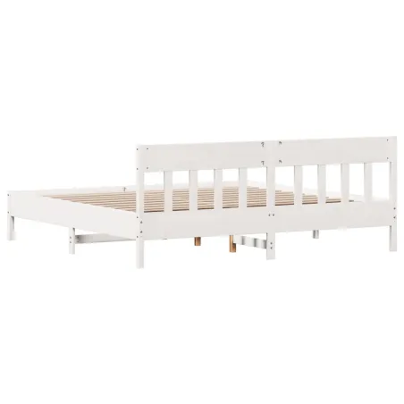 Cadre de lit sans matelas blanc 180x200 cm bois massif de pin