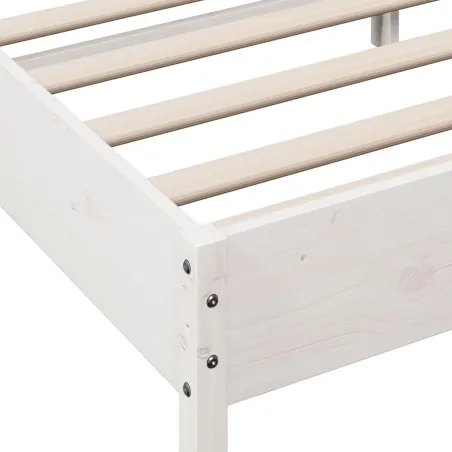 Cadre de lit sans matelas blanc 180x200 cm bois massif de pin