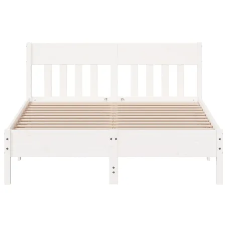 Cadre de lit sans matelas blanc 160x200 cm bois de pin massif