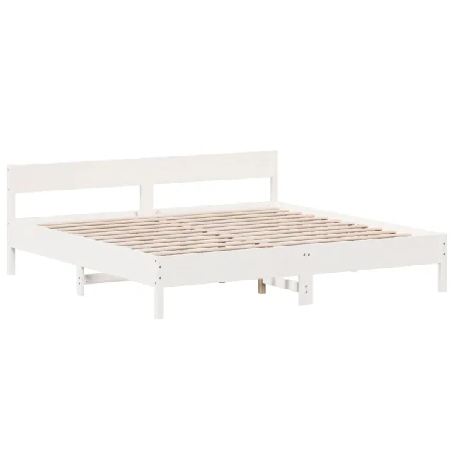 Cadre de lit sans matelas blanc 200x200 cm bois massif de pin