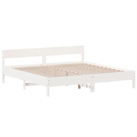 Cadre de lit sans matelas blanc 200x200 cm bois massif de pin