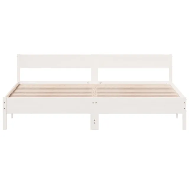 Cadre de lit sans matelas blanc 200x200 cm bois massif de pin