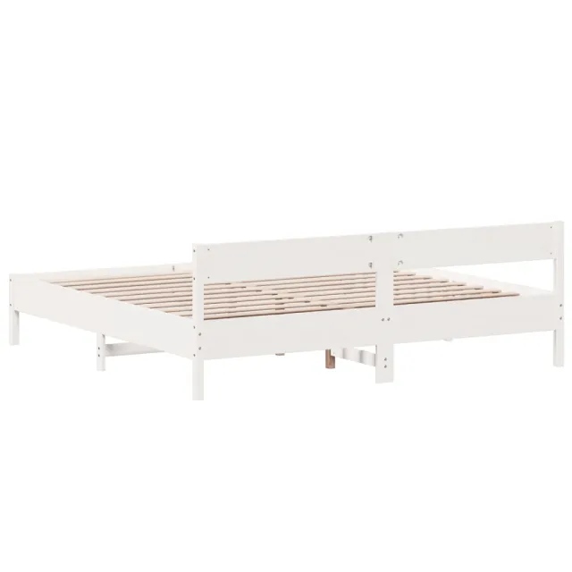 Cadre de lit sans matelas blanc 200x200 cm bois massif de pin