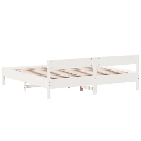 Cadre de lit sans matelas blanc 200x200 cm bois massif de pin