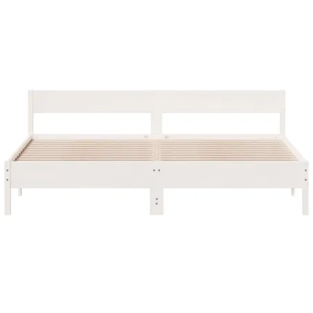 Cadre de lit sans matelas blanc 180x200 cm bois massif de pin