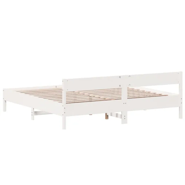 Cadre de lit sans matelas blanc 180x200 cm bois massif de pin