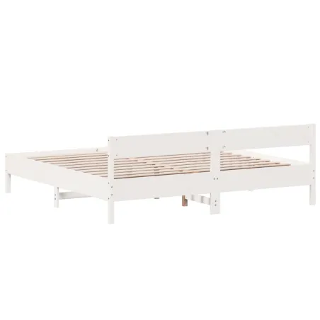 Cadre de lit sans matelas blanc 180x200 cm bois massif de pin