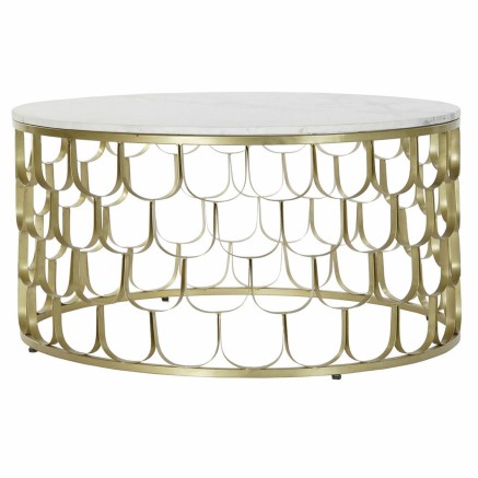 Mesa auxiliar DKD Home Decor 81 x 81 x 42 cm Dorado Blanco Plástico M