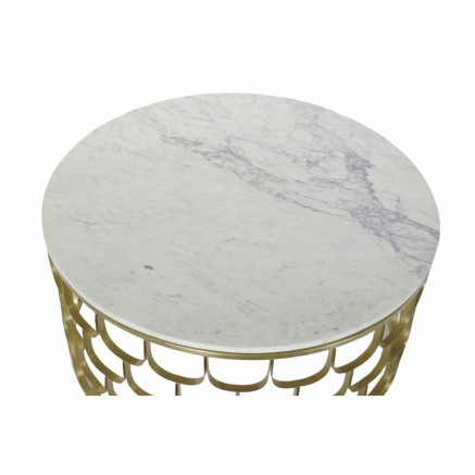 Tavolo aggiuntivo DKD Home Decor 81 x 81 x 42 cm Dorato Bianco Plastic 2