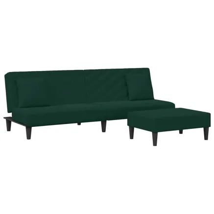 Ensemble de canapés 2 pcs avec coussins vert foncé velours 2
